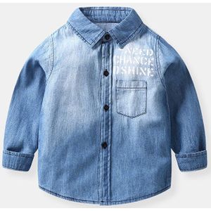 Lente Herfst Katoen Volledige Mouw Mode Jongen Denim Shirt Patroon Kinderen Tops