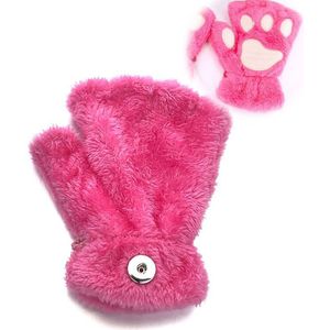 Kat Paw Winter Vingerloze Handschoenen 021 Fit 18Mm Drukknoop Accessoires Charmes Sieraden Voor Vrouwen Tieners Meisje Kerstcadeau