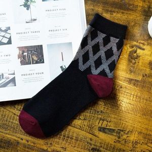 5 Paren/partij Mannen Vrouwen Herfst/Winter Katoenen Sokken Unisex Klassieke Diamant Rooster Sokken Ademend Zachte Comfortabele Sox