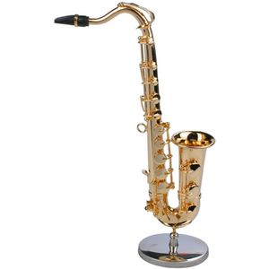 Mini Saxofoon Muziekinstrumenten Verguld Ambachtelijke Miniatuur Saxofoon Model Met Metalen Staan Voor Huisdecoratie