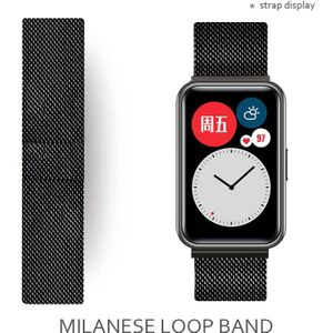 Milanese Loop Band Voor Huawei Horloge Fit Strap Accessoires Magnetische Roestvrij Stalen Riem Metalen Armband Huawei Horloge Fit Strap