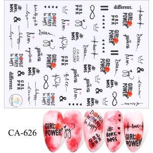 1pcs Nail Art Sticker 3D Zwarte Letters Slider Hart Eenhoorn Kat Decals Adheisve Wrap Decoratie Vlok Voor Manicure BECA617-626