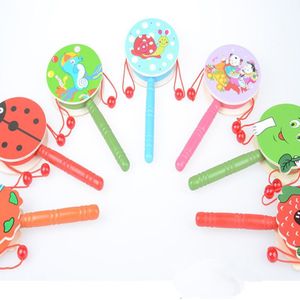 1 Stuks Houten Stok 10 Jingle Bells Regenboog Hand Schudden Bell Rammelaars Baby Kids Kinderen Educatief Speelgoed-Willekeurige Levering