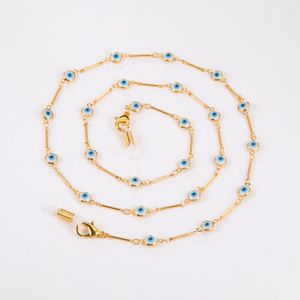 Teamer Goud Kleur Blue Evil Eye Ketting Voor Bril Vrouwen Gezichtsmasker Keten Lanyards Moslim Charm Islam Brillen Accessoires