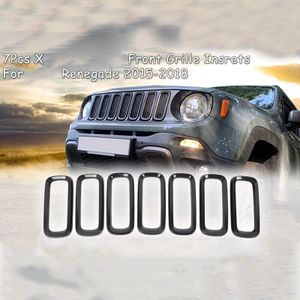 7 Stuks Heldere Zwarte Grille Inserts Sticky Grill Cover Frame Versieringen Kit Voor Jeep Renegade