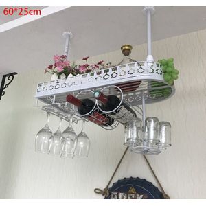 Vintage Bronzen Black Iron Metalen Casting Plafond Hangen Ondersteboven Wijn Beker Houders Tall Glazen Fles Opslag Bar Pub Rekken