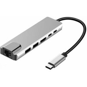 Usb Type C Hub Aluminium Adapter Dock Met 4K Hdmi Pd RJ45 Ethernet Lan Lading Voor Macbook Adapters