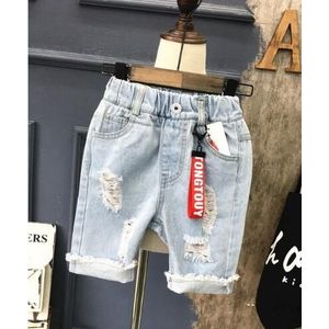 Zomer Licht Blauwe Verf Gebroken Gat Kids Korte Broek Jongens Elegante Jeans Denim Shorts Voor Kinderen 2-6T