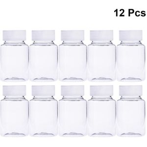 12 Stuks 80Ml Pet Pil Container Flessen Chemische Geneeskunde Tablet Opslag Houder Pil Dispenser Met Witte Cap Opslag Flessen