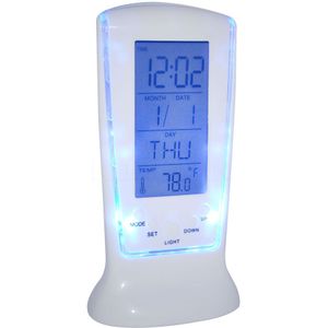 Digitale LCD wekker kalender thermometer Blauwe LED Backlight Functionele Nachtlampje Wekker