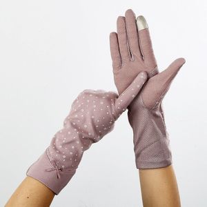 Aankomen Vrouwen Katoenen Handschoenen Zonnebrandcrème Anti-Slip Handschoenen Vrouwelijke Uv Bescherming Handschoenen