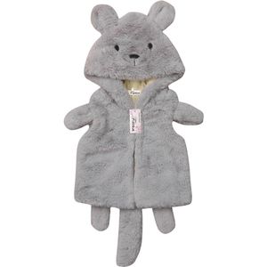 Infant Kids Baby Meisje Jongen Leuke Muis Vest Uitloper Fleece Bont Cartoon Hooded Zipper Grijs Herfst Winter Warme Kleding Jas 1-6Y