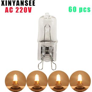 60 stks Super Heldere duurzaam G9 220 v Halogeen Lamp Gloeilamp 25 w 40 w 60 w Halogeen G9 220 v Warm Wit Indoor Clear halogeenlamp