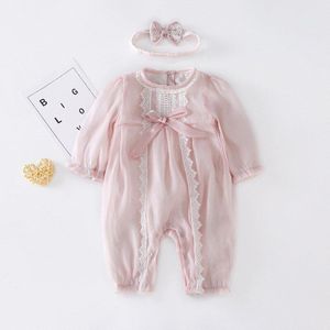 Lente Baby Kleding Baby Meisje Eerste Jaar Jurk Kant Baby Jumpsuit Haar Riem