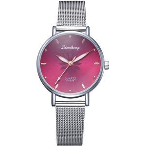 Vrouwen Horloges Luxe Zilveren Populaire Roze Wijzerplaat Bloemen Metalen Dames Armband Quartz Klok Mode Polshorloge Top