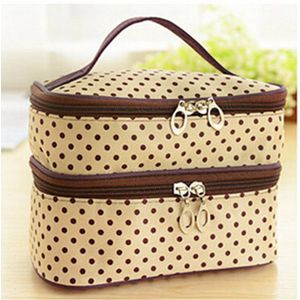 Cosmetische Organisatoren Vrouwen Multifunctionele Dubbele Bureau Polka Dot Cosmetische Bag Pouch Toilettas Zip Organizer Reizen