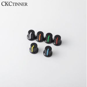 2 Stuks 6Mm Shaft Hole Dia Plastic Schroefdraad Gekartelde Potentiometer Knop Caps Met Plastic Insert Fit 1/4 &quot;As potentiometers Voor
