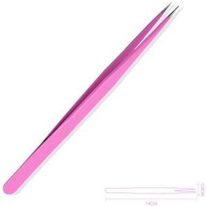 1 x Anti-Statische Roestvrijstalen Pincet Professionele Slanke Tip-point en Gebogen Punt Pincet voor Wimper Extension, nail Art 01