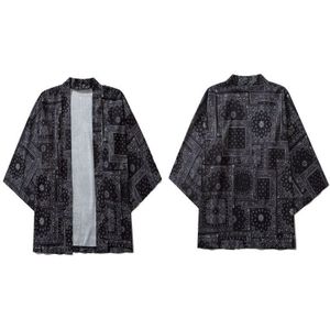 Gonthwid Mannen Japanse Kimono Vest Cashew Bloemen Print Shirts Streetwear Hip Hop Casual Open Front Jassen Jas Tops Zomer