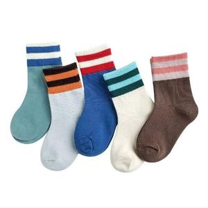 1-12 jaar kinderen jongens sokken herfst brede Luokou gestreepte babysokjes 5 paren/partij