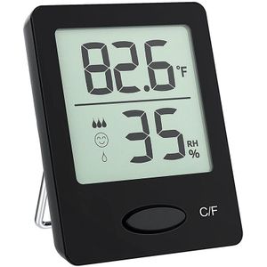 Vochtigheid Gauge, Kamer Thermometer Hygrometer, Mini Indoor Thermometer Met Air Comfort Indicator, Zwart