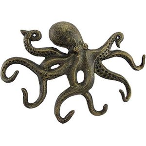 Nordic Eenvoudige Smeedijzeren Gietijzeren Octopus Sleutel Haak Muur Ambachten Octopus Antieke Decoratieve Haak Met 6 Tentakel Vormige Haken