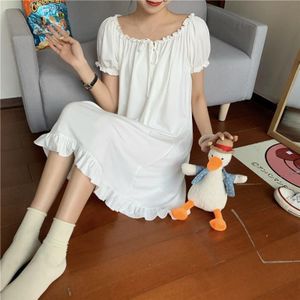 Nachthemden Vrouwen Solid Puff Mouwen Ruches Japanse Stijl Kawaii Leuke Losse Leisure Preppy Ademend Nachtkleding Eenvoudige Studenten