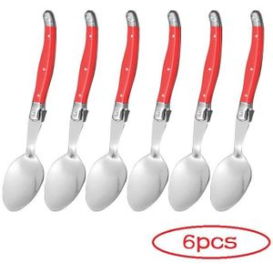 6Pcs Laguiole Diner Lepel 8 &#39;&#39;Rvs Lange Steel Lepels Witte Bestek Zwart Grote Dienen Scoop Set servies