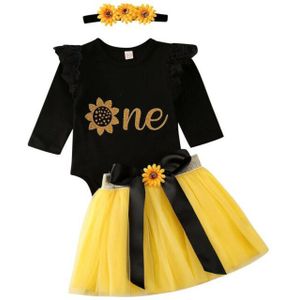 0-18M Baby Baby Meisjes 1st Verjaardag Bloem Tops Romper Tutu Rok Jurk Kleding Party