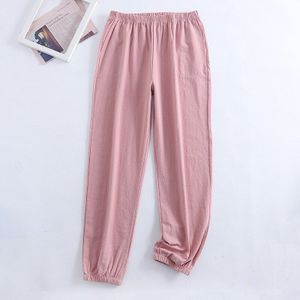 Zomer Dames Pyjamabroek Katoen En Linnen Nachtkleding Leggings Effen Kleur Vrouwen Broek Thuis Katoen Nachtkleding Broek