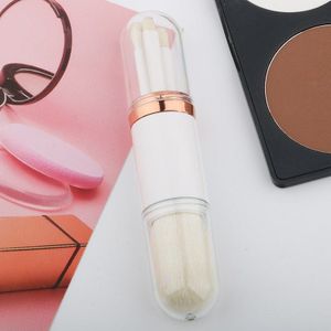 4 In 1 Reizen Draagbare Eye Make-Up Kwasten Set Reals Oogschaduw Eyeliner Wenkbrauw Borstel Lip Beauty Retractable Make Up borstels