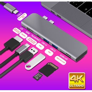 Usb 3.1 Type-C Hub Naar Hdmi Adapter 4K Thunderbolt 3 Usb C Hub Met Hub 3.0 Tf sd Reader Slot Pd Voor Macbook Pro/Air -