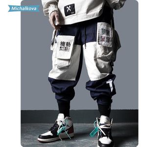 Herenkleding Patchwork Zakken Cargo Broek Mannen Harajuku Hip Hop Sweatpant Mannelijke Joggers Track Broek Streetwear Michalkova