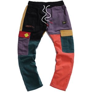 Mannen En Vrouwen Hip Hip Broek Kleur Blok Patchwork Corduroy Cargo Harem Broek Streetwear Harajuku Jogger Sweatpant Katoenen Broek