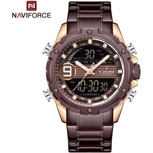 Naviforce Mannen Horloge Chronograaf Sport Horloges Klok Dual Display Quartz Analoge Digitale 3ATM Waterdicht Horloge Zwart