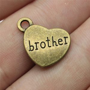 Wysiwyg 12Pcs 15X18Mm 3 Kleuren Antiek Goud Antiek Zilver Kleur Antiek Brons Familie Brother Hart Charms hart Brother Charms