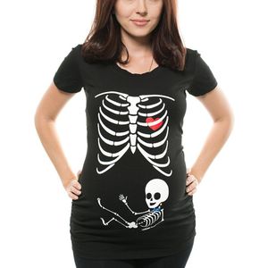 Vrouwen Moederschap Korte Mouwen Skelet Print Tops T-shirt Zwangere Casual Kleding kinderen Chiffon kinderen Overhemd's