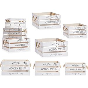 Set of decorative boxes Beautiful White Wood (3 Pieces)