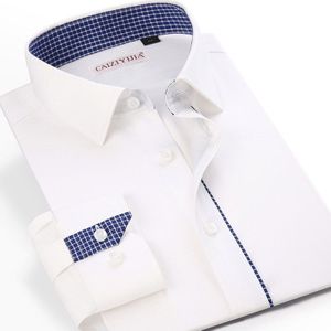 100% Katoen Stijlvolle Mannen Dress Shirt Lente Regular Fit Turn-Down Kraag Lange Mouw Wit Smart casual Shirt