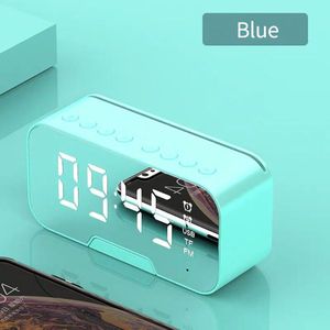 Bluetooth Speaker Met Fm Radio Led Spiegel Wekker Subwoofer Muziekspeler Snooze Desktop Klok Draadloze