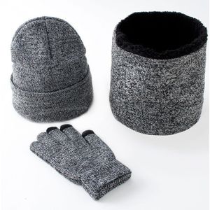Winter Warm Knit Beanie Hoed Loop Sjaal Halswarmer Sets Touch Screen Handschoenen Set Voor Mannen Vrouwen Winter Accessoires 3 stuks