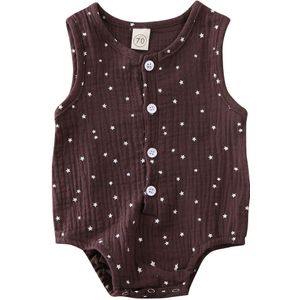 Leuke Baby Sterren Romper Pasgeboren Baby Baby Meisje Jongen Kleding Mouwloze Zomer Katoen Linnen Jumpsuit Outfit 0- 12M Outfit