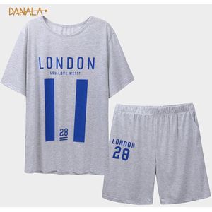 DANALA Casual Pyjama Man Set Korte Mouwen Katoen Soepel Nachtkleding Set Zomer Grijs En Blauw Home Kleding Voor Man vogue