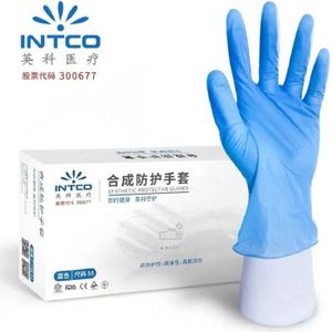 Intco Nitril Wegwerp Synthetische Handschoenen Vinyl En Nitril Blend Blauw Handschoenen 40Pcs Per Doos En455 En374 Beschikbare