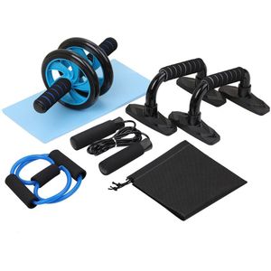 5 In 1 Home Training Kit Fitness Apparatuur Dubbele Wielen Abdominale Wiel Skipping Push-Ups Trekstang Knie pads Home Fitness Kit