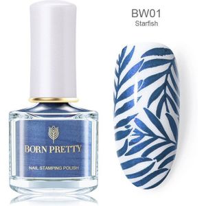 Geboren Pretty Nail Stempelen Polish Strand Wandelen Serie 6Ml Vernis Stempel Vernis Lichtblauw Art Afbeelding Afdrukken Vernis