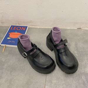 Meisjes Ronde Neus Mary Jane Lolita Schoenen Platform Zwarte Hoge Hakken Schoenen Vrouwen Pompen Mode Lakleder Studenten Schoenen A421