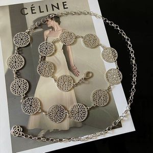 Elegante Ronde Metalen Riem Voor Vrouwen Retro Goud Zilver Gesneden Hollow Out Chain Lange Riemen Jurk Decoratieve Lady Tailleband