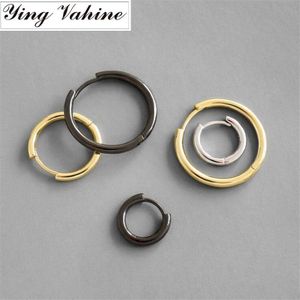 Ying Vahine 100% 925 Sterling Zilveren Classic Gold & Sliver & Zwarte Kleur Ronde Stud Oorbellen Voor Vrouwen