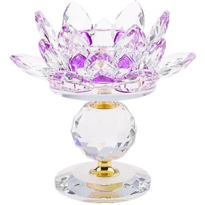 Crystal Boeddhistische Lotus Grote Theelichtje Kaars Houder Boter Licht Lampvoet